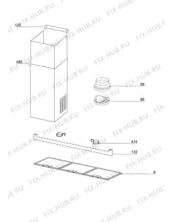 Взрыв-схема вытяжки Gorenje 492947 - Схема узла Housing 001