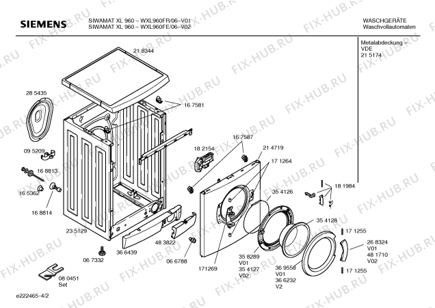 Схема №2 WXL960FE SIWAMAT XL 960 fuzzy plus с изображением Таблица программ для стиралки Siemens 00416656