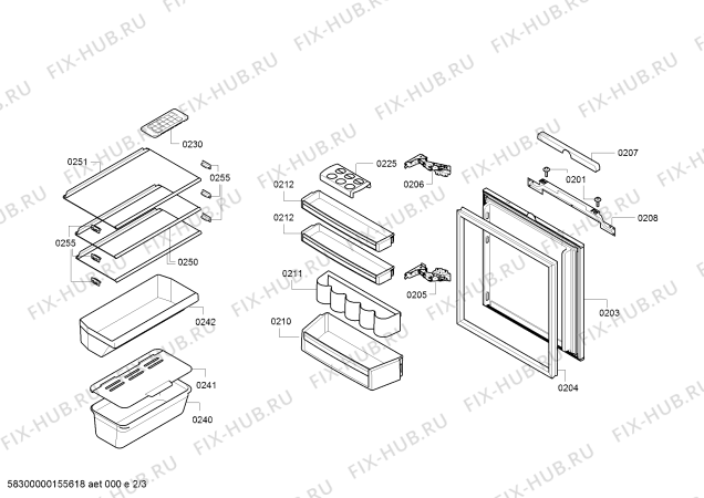 Схема №1 3KUB3253 с изображением Крышка для холодильника Bosch 00705278