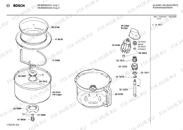 Взрыв-схема кухонного комбайна Bosch MUM6003 - Схема узла 02