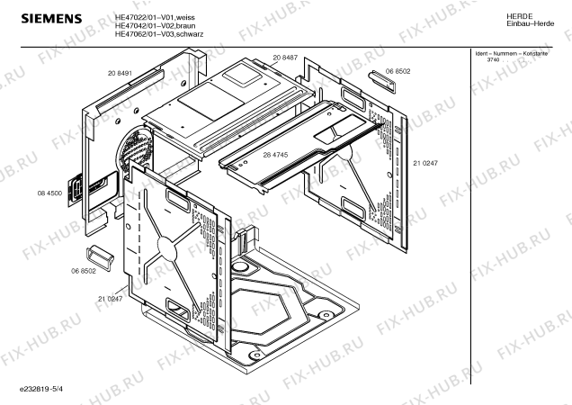 Взрыв-схема плиты (духовки) Siemens HE47062 - Схема узла 04