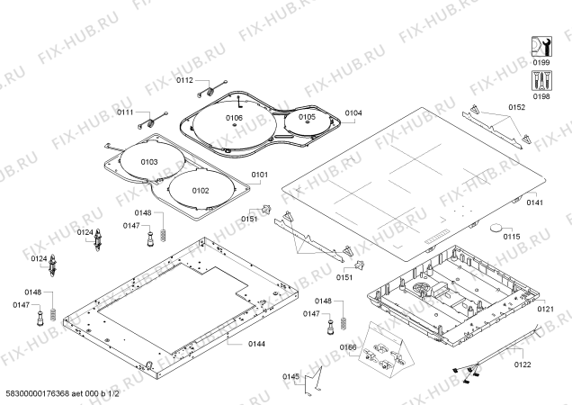 Схема №1 T43T88N2 IH6.1 - CombiInduction с изображением Индукционная конфорка для электропечи Bosch 00791447