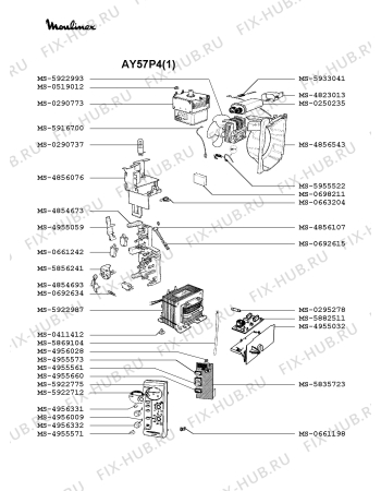 Взрыв-схема микроволновой печи Moulinex AY57P4(1) - Схема узла 5P002056.1P2