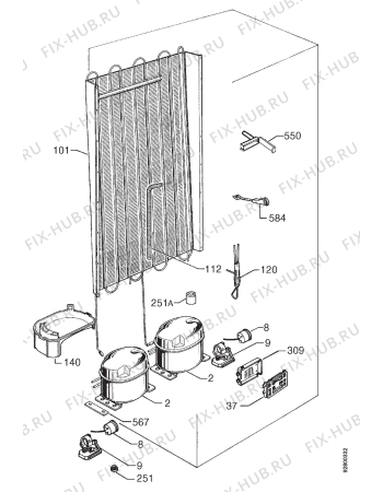 Взрыв-схема холодильника Rex RF38B - Схема узла Cooling system 017