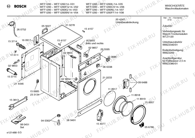 Схема №1 WFF1400CH WFF1400 с изображением Инструкция по эксплуатации для стиральной машины Bosch 00519402