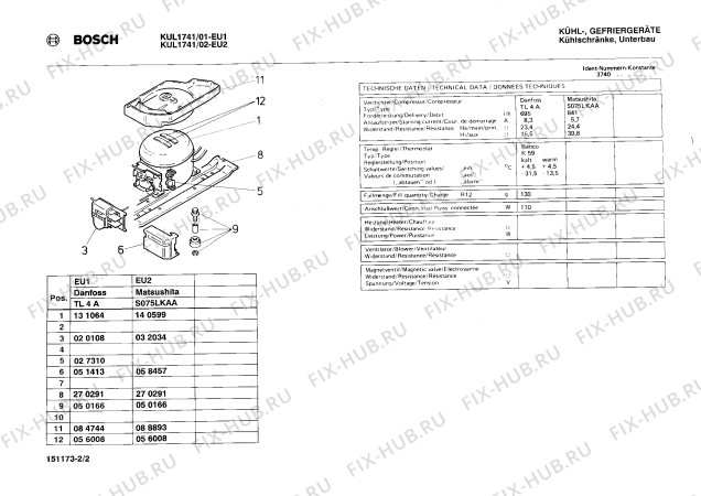 Взрыв-схема холодильника Bosch KUL1741 - Схема узла 02