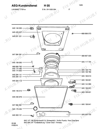 Взрыв-схема стиральной машины Aeg LAV7104 - Схема узла Door 003