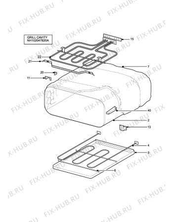 Взрыв-схема плиты (духовки) Tricity Bendix TBD913W - Схема узла H10 Grill cavity assy