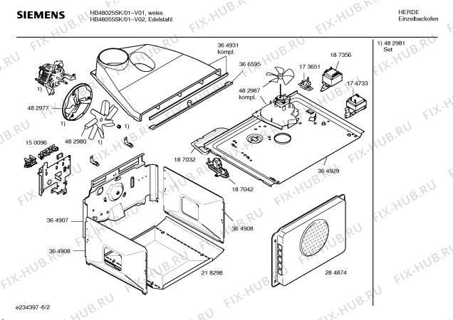 Схема №1 HB48055SK с изображением Инструкция по эксплуатации для электропечи Siemens 00583501