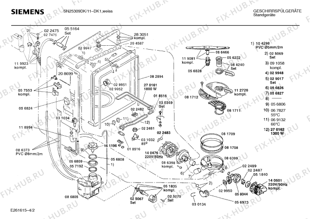 Взрыв-схема посудомоечной машины Siemens SN25309DK - Схема узла 02