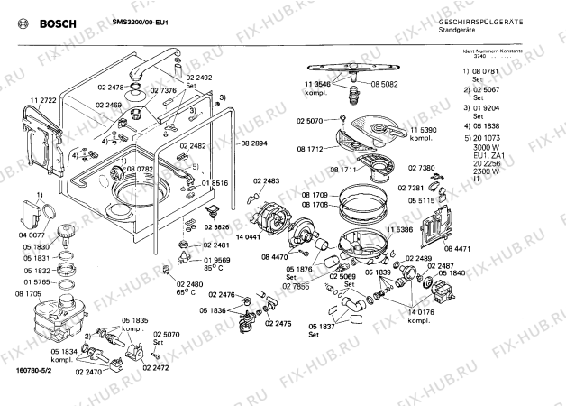 Взрыв-схема посудомоечной машины Bosch SMS3200 - Схема узла 02
