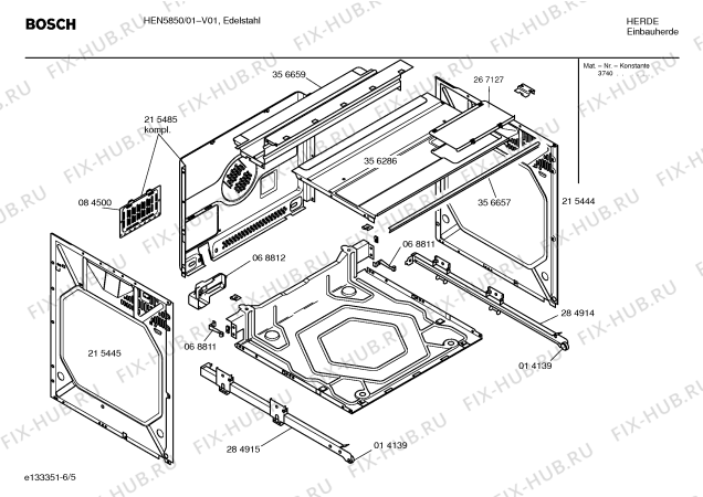 Взрыв-схема плиты (духовки) Bosch HEN5850 - Схема узла 05