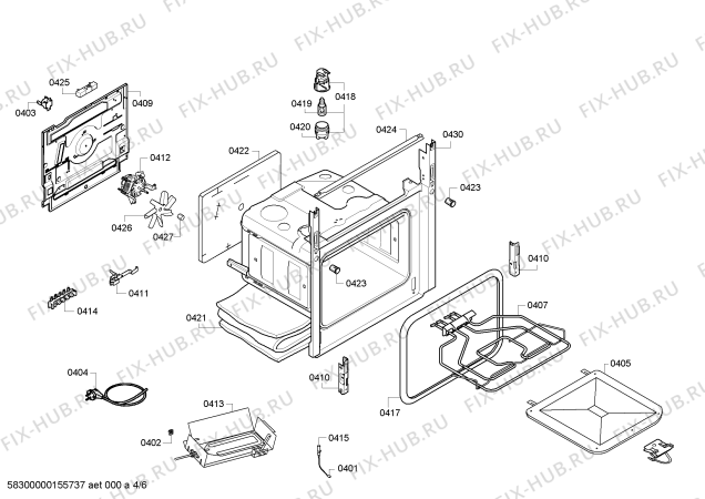 Взрыв-схема плиты (духовки) Bosch HGG933250J - Схема узла 04