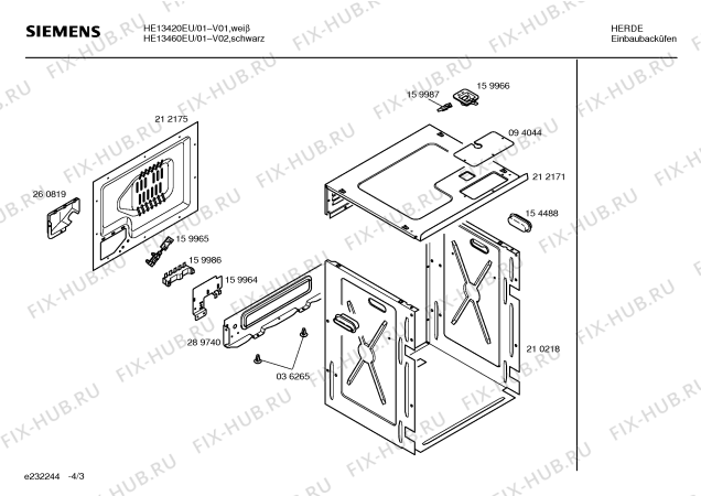 Взрыв-схема плиты (духовки) Siemens HE13420EU - Схема узла 03