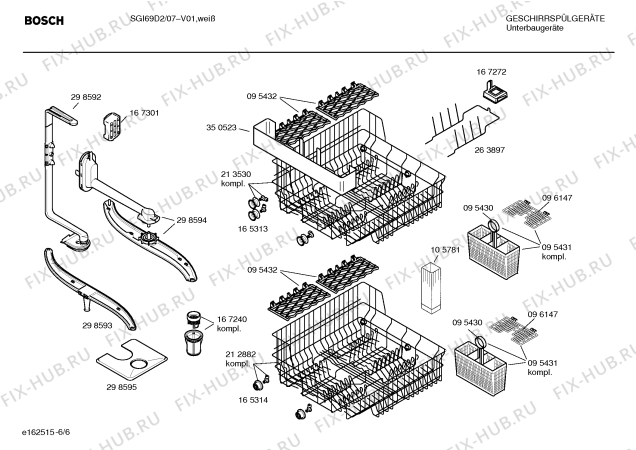 Взрыв-схема посудомоечной машины Bosch SGI69D2 Domotik - Схема узла 06