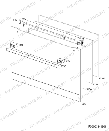 Взрыв-схема плиты (духовки) Electrolux EB6L80CN - Схема узла Door