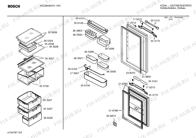 Взрыв-схема холодильника Bosch KIE28440 - Схема узла 02