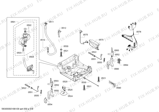 Взрыв-схема посудомоечной машины Bosch SPV68M00EU, SilencePlus - Схема узла 05