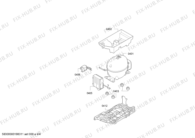 Взрыв-схема холодильника Siemens KI42FAD40 - Схема узла 04