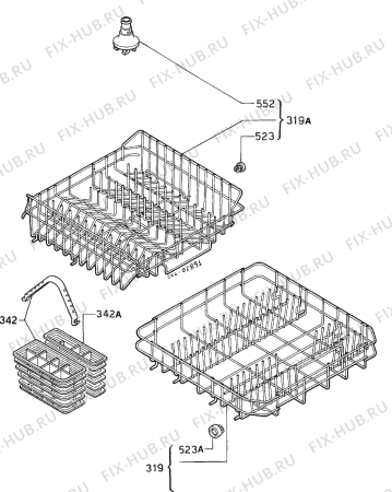 Взрыв-схема посудомоечной машины Zanussi ZP3736M - Схема узла Basket 160