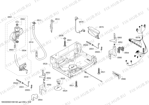 Взрыв-схема посудомоечной машины Bosch SMV50D30EU SilencePlus - Схема узла 05
