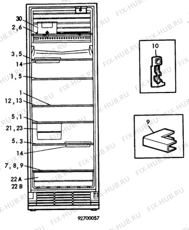 Взрыв-схема холодильника Electrolux RP1358 - Схема узла C10 Interior