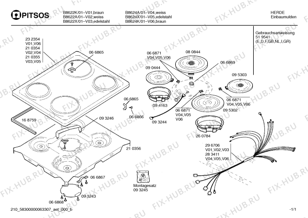 Схема №1 B8622A с изображением Корпус для плиты (духовки) Bosch 00210356