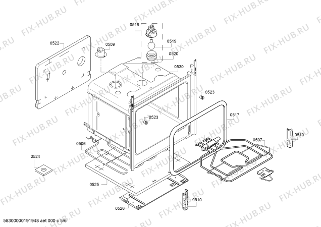 Взрыв-схема плиты (духовки) Bosch HCA744220V - Схема узла 05