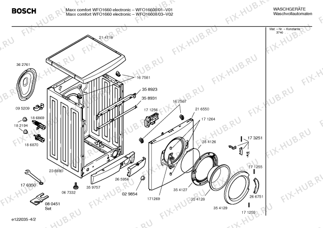 Схема №1 WFO1660II Maxx Comfort WFO 1660 с изображением Таблица программ для стиралки Bosch 00580209