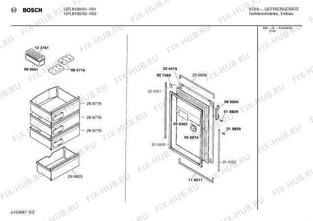 Взрыв-схема холодильника Bosch GFL8100 GF884 - Схема узла 02