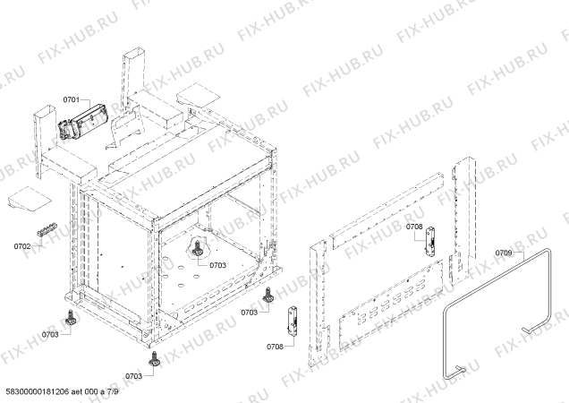 Схема №2 PRD364NLHC Thermador с изображением Боковая часть корпуса для плиты (духовки) Bosch 00713336