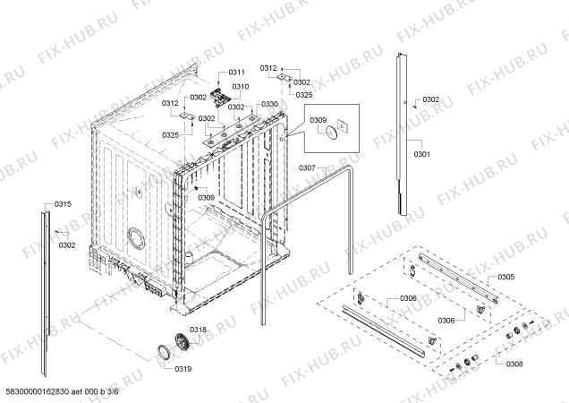 Взрыв-схема посудомоечной машины Bosch SHX2AR55UC Ascenta - Схема узла 03