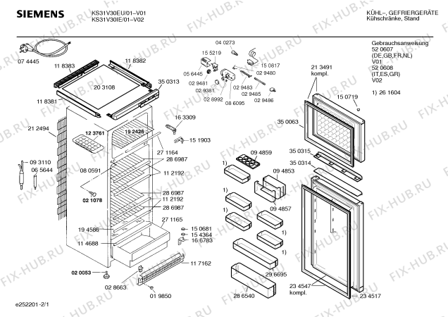 Схема №1 KS31V30IE с изображением Поднос для холодильника Siemens 00261604
