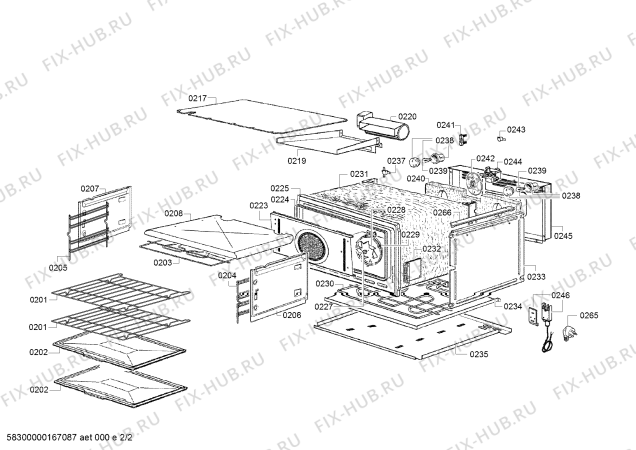 Взрыв-схема плиты (духовки) Bosch HBX33R51 - Схема узла 02