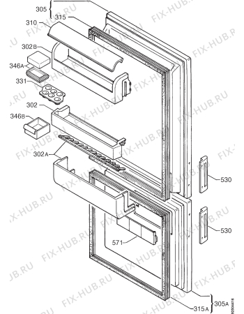 Взрыв-схема холодильника Zanussi ZFK18/7 - Схема узла Door 003