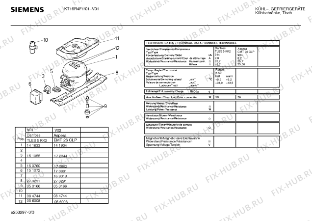 Взрыв-схема холодильника Siemens KT16R4F1 - Схема узла 03