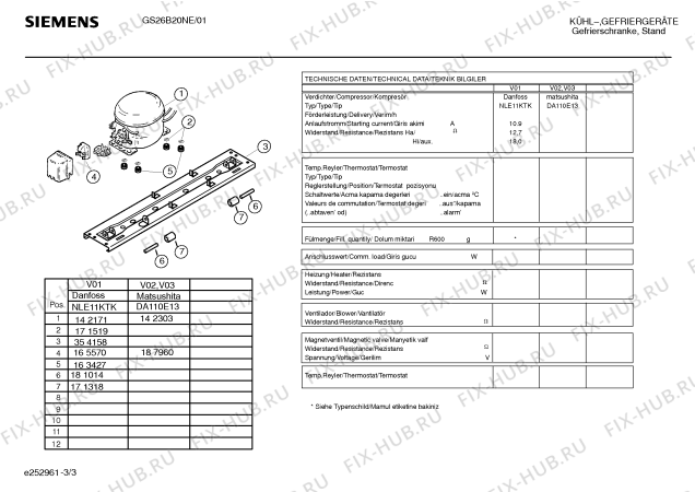 Взрыв-схема холодильника Siemens GS26B20NE - Схема узла 03