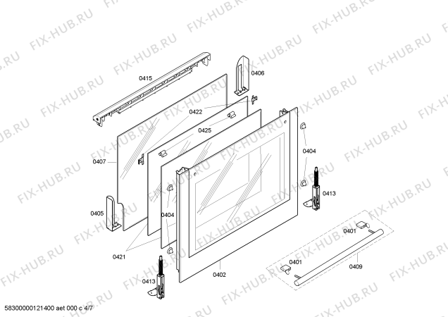 Взрыв-схема плиты (духовки) Bosch HLN424320V - Схема узла 04