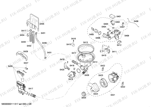 Схема №1 SHE46C06UC Bosch с изображением Регулировочный узел для посудомоечной машины Bosch 00444877