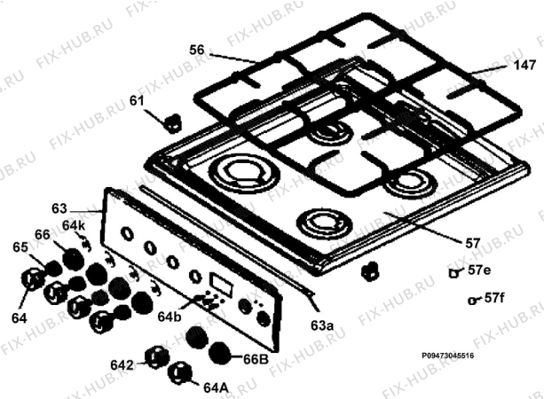 Взрыв-схема плиты (духовки) Electrolux EKK513512W - Схема узла Section 4