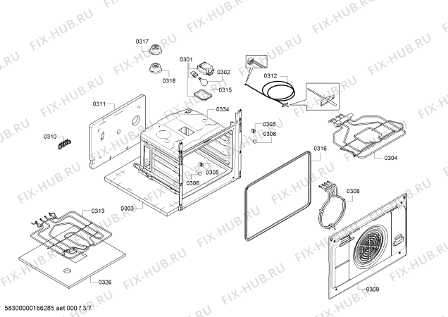 Взрыв-схема плиты (духовки) Siemens HC857583F - Схема узла 03