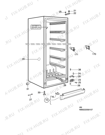 Взрыв-схема холодильника Electrolux EUC2911 - Схема узла C10 Cabinet