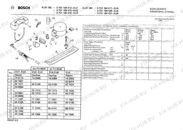 Взрыв-схема холодильника Bosch 0701184426 KUR180 - Схема узла 02