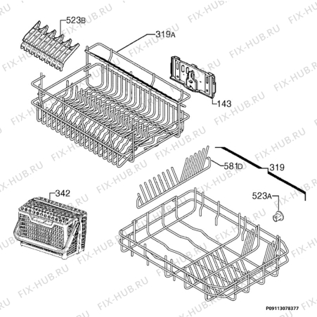 Взрыв-схема посудомоечной машины Juno Electrolux JSL54214R - Схема узла Basket 160