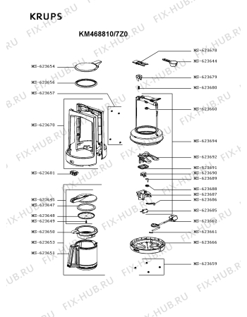 Схема №1 KM468810/7Z0 с изображением Часть корпуса для электрокофемашины Krups MS-623694