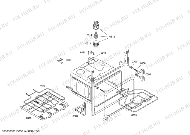 Схема №1 HB110510 Voelkel с изображением Передняя часть корпуса для плиты (духовки) Siemens 00442834