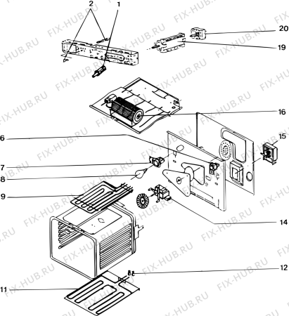 Взрыв-схема плиты (духовки) SCHOLTES FC104AN (F007616) - Схема узла