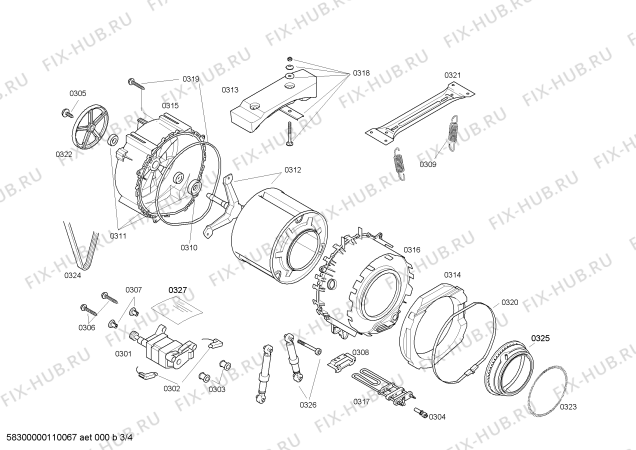 Взрыв-схема стиральной машины Bosch WFO2461FE -Maxx 1200 - Схема узла 03