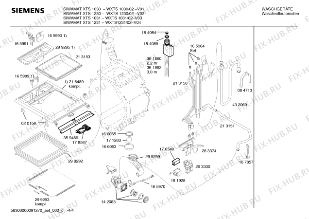 Схема №1 WXTS1031 SIWAMAT XTS 1031 с изображением Инструкция по установке и эксплуатации для стиральной машины Siemens 00592093