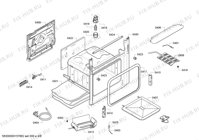 Взрыв-схема плиты (духовки) Bosch HGG223150P - Схема узла 04